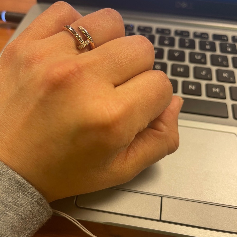 Rose gold nail ring with diamonds